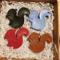 Squirrel shaped novelty crayons