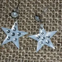 Star drop earrings green/white/silver gallery shot 3