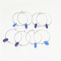 Sterling silver hoops - BLUE sea glass