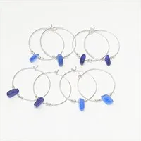 Sterling silver hoops - BLUE sea glass gallery shot 5