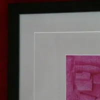 Study in Pink; acrylic on canvas board double mount feature and black frame