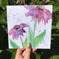 Purple Gerberas Greetings Card