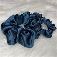 Teal Silky Feel Satin Hair Scrunchies