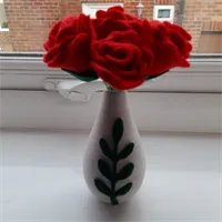 These 4 lovely Red Roses Hand made felt  2