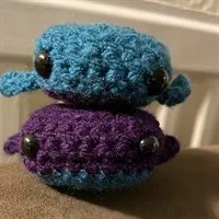 Tiny Crochet Whale in blue and purple