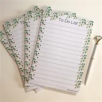 To Do List Notepad Green Leaf Print