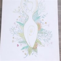 Triple goddess botanical canvas