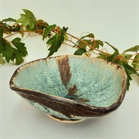 Verdigris ceramic bowl 'Unsquare Dance'