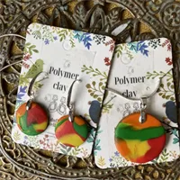 Vibrant Summer Polymer Clay Pendant And 3