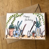 Watercolour gardeners birthday card