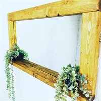 Waxed Handmade wooden Mirror with shelf 3