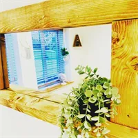 Waxed Handmade wooden Mirror with shelf 4