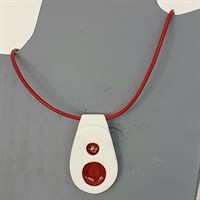 White and red porcelain oval necklace