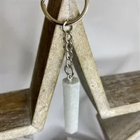 White glitter crystal pendulum keyring