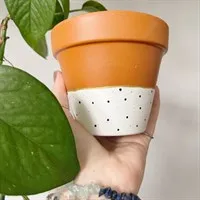 White Polka Dot 11cm Terracotta Planter