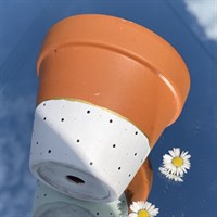 White polka dot 11cm terracotta planter
