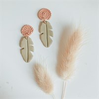 Wicker Green Leaf Dangle Earrings