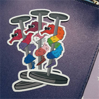 Worm on string pole dance pride sticker