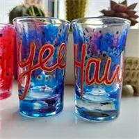 "yee" "haw" Pair Abstract Shot Glasses