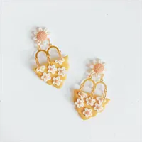 Yellow And Pink Floral Dangles