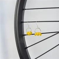 Yellow Bike Chain Roller Earrings gallery shot 6