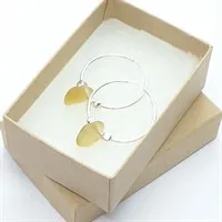 Yellow sea glass 25mm sleeper hoops gallery shot 13