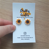 Yellow Sunflower Stud Earrings