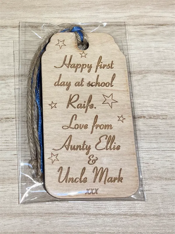 Wooden Engraved Personalised Gift Tag by Mondays child Small Market
