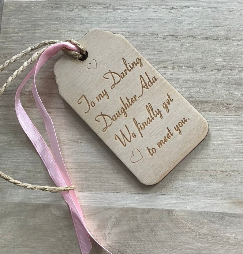 Wooden Engraved Personalised Gift Tag, by Mondays child Small Market